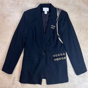 Studded Grommet Embellished Hip Vintage Blazer Modern - Reworked Grunge Style